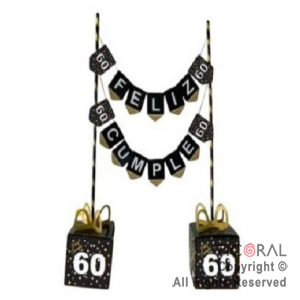 SET BANDERINES F/C DECORACION MESA 60 A�OS X 1